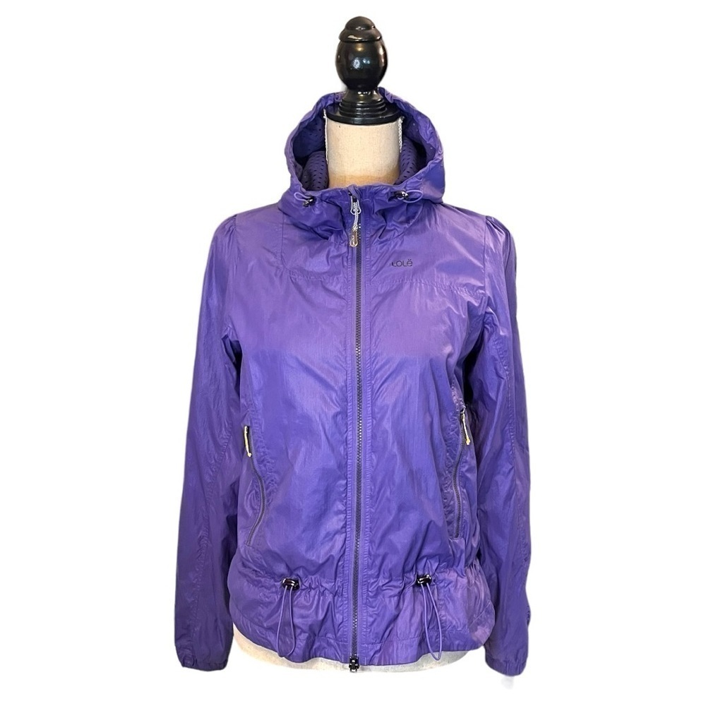 Lole Lightweight Mesh Lined Nylon Windbreaker Jacket with Hood in Violet Small - Picture 2 of 16